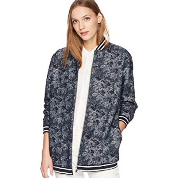 T TAHARI GALE NAVY OUTERWEAR BOMBER Jacket - Picture 1 of 5